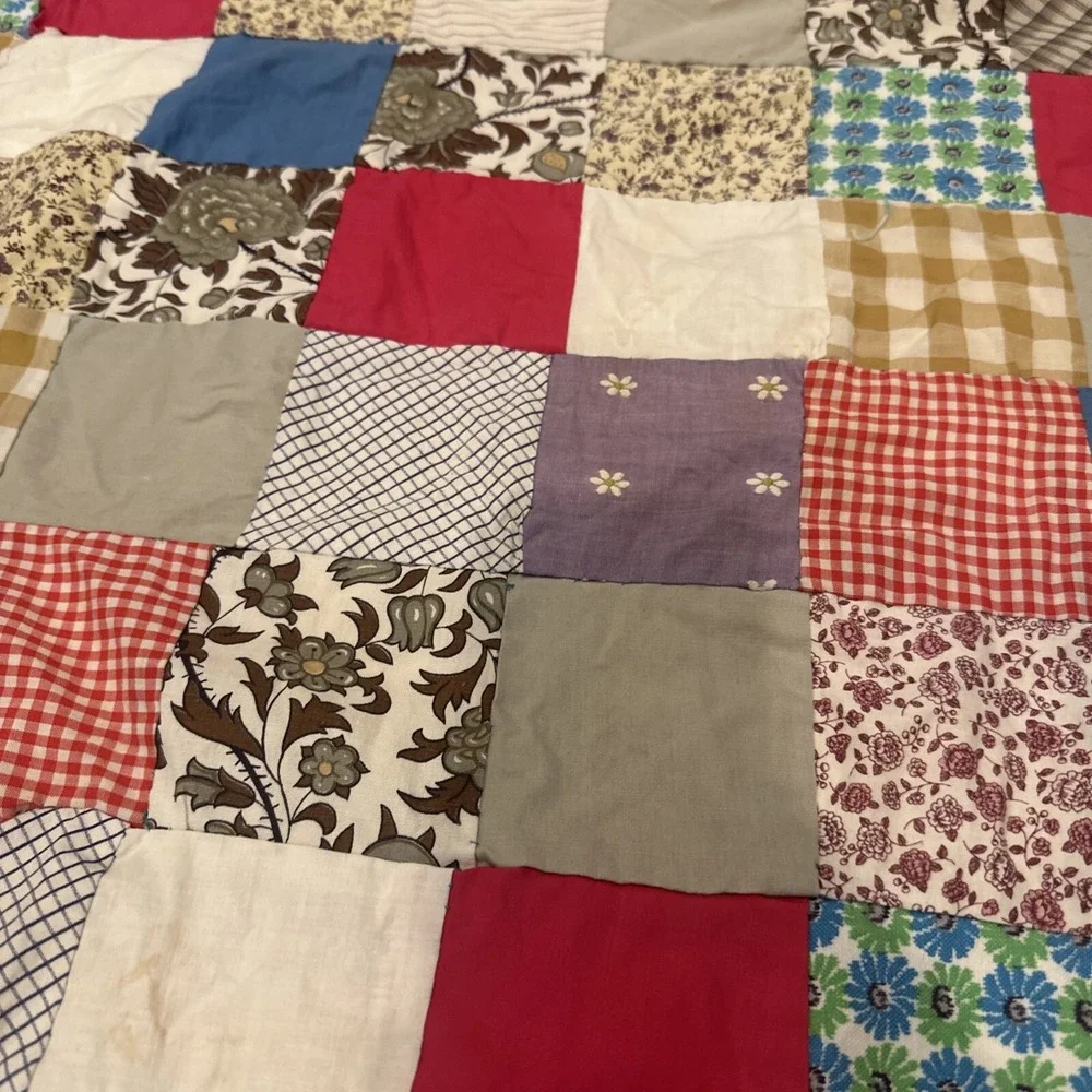 Vintage Patchwork Quilt For Toddler Bed With Patchwork Pillowcase‎